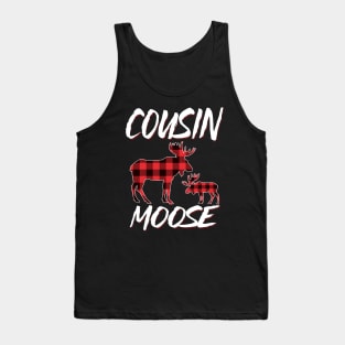 Red Plaid Cousin Moose Matching Family Pajama Christmas Gift Tank Top